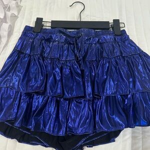 Shiny Blue Ruffled Skirt